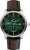 Montre automatique pour homme Zeppelin : cadran vert, bracelet en cuir marron