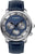 Herrenarmbanduhr mit blauem Zifferblatt, silberfarbenem Gehäuse und dunkelblauem Lederband