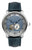 Bracelet pour homme avec cadran bleu, cœur ouvert et bracelet en cuir bleu foncé