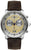 Herrenuhr mit braunem Lederarmband, silbernem Gehäuse und blau akzentiertem Zifferblatt