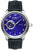 Montre bracelet pour homme avec cadran bleu, bracelet en cuir ; mécanique cœur ouvert