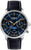 Montre pour femme avec cadran bleu, affichage des phases de lune et bracelet en cuir bleu foncé