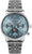 Montre pour femme avec bracelet en métal, cadran bleu et affichage de la phase de lune, boîtier rond