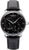 Bracelet de montre pour homme avec cadran noir, boîtier argenté et bracelet en cuir, automatique