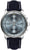 Bracelet pour homme avec cadran bleu, boîtier en acier inoxydable et bracelet en cuir bleu foncé