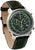 Herrenuhr mit grünem Zifferblatt, silbernem Gehäuse und grün-braunem Lederarmband