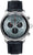Herrenuhr mit blauem Lederarmband, silbernem Chronographengehäuse und hellem Zifferblatt