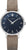 Montre Junkers Therese pour femme style Bauhaus avec cadran bleu foncé et bracelet en cuir beige
