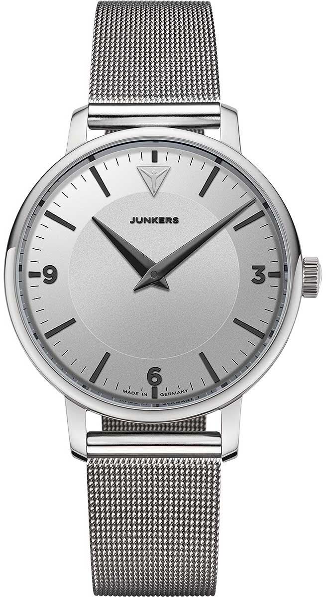 Montre pour femme Junkers avec bracelet milanais argenté et cadran gris, aiguilles et chiffres