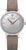 Montre pour femme avec cadran gris et bracelet en cuir marron, boîtier rond en acier