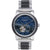 Holzkern Herrenuhr Singapore mit blauem Zifferblatt und Metallarmband, sichtbarem Automatikwerk