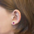 Boucles d'oreilles coccinelle rose avec bord argenté et points noirs