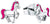 Boucles d'oreilles en argent sterling 925 avec cheval, couleur argent et émail rose