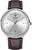 Montre bracelet Junkers pour homme avec cadran rond argenté et bracelet en cuir marron, index.