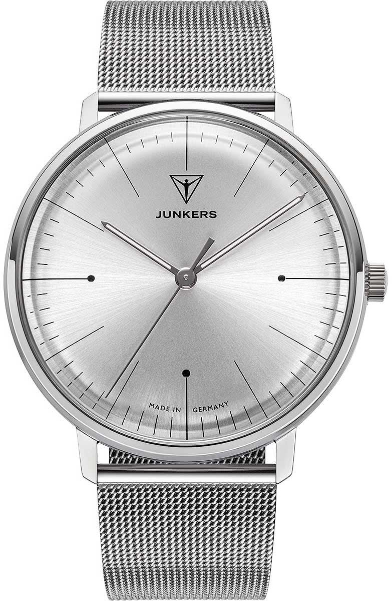 Junkers Montre homme avec bracelet milanais argenté et cadran rond argenté
