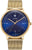 Montre bracelet homme Junkers Bauhaus avec cadran bleu et bracelet métallique doré