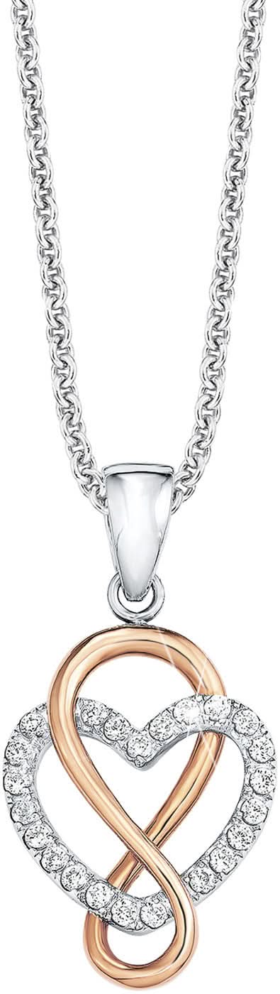 Collier s.Oliver Jewelry avec pendentif cœur infini : chaîne argentée, cœur avec pierres