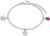 Bracelet jonc en argent avec breloques rose papillon, coccinelle et fleur