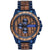 Holzkern Herrenarmbanduhr mit blauem Edelstahlband und Holz-Zifferblatt, Quarzwerk