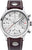 Junkers Herrenuhr mit silbernem Chronograph-Zifferblatt und dunkelbraunem Lederarmband