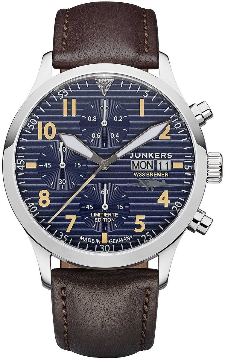 Montre pour homme : bracelet en cuir marron, boîtier argenté, cadran bleu avec affichage de la date