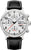 Bracelet de montre pour homme, bracelet en cuir noir, cadran argenté avec date et sous-cadrans
