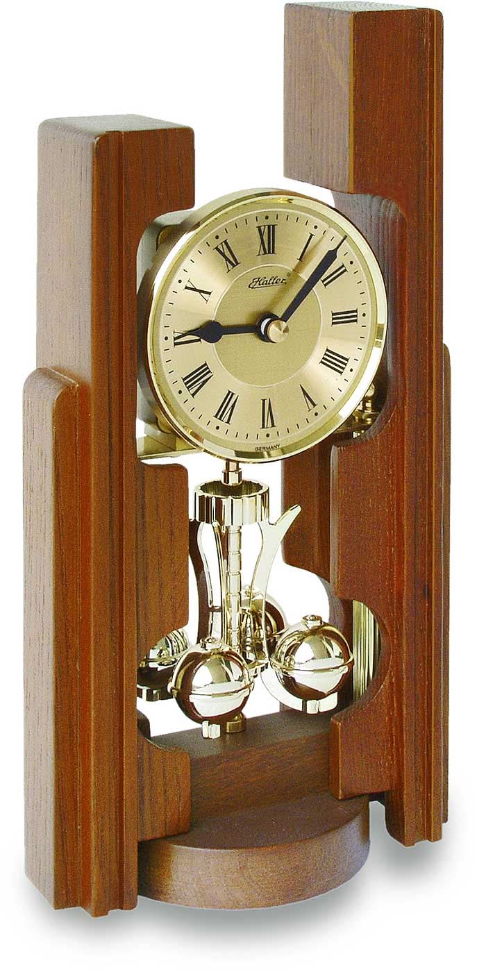 Pendule de table Haller 24x13x8 cm bois • Mouvement à quartz précis avec balancier rotatif • Bois de noyer noble