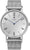 Bracelet de montre pour homme en argent avec cadran blanc, boîtier rond en acier.