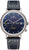 Montre homme avec cadran bleu foncé, guichet date et bracelet en cuir foncé