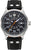 Bracelet de montre pour homme avec bracelet en cuir noir, boîtier argenté et cadran noir, analogique