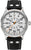 Montre homme avec bracelet en cuir noir et boîtier argenté, cadran avec chiffres