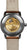 Bracelet de montre pour homme avec mouvement visible au dos, bracelet en cuir marron et beige, boîtier en acier inoxydable