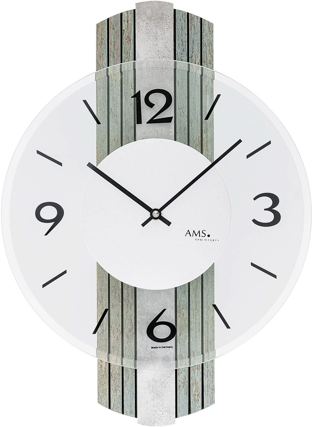 Horloge murale AMS 38x27x5 cm en bois • Design moderne • Mouvement à quartz précis