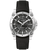 Bulova Herrenuhr mit schwarzem Zifferblatt, schwarzem Lederband und Saphirglas