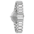Edelstahl-Damenuhr, Gehäuseseite/Rückansicht mit markanten Drückern und Gliederband