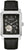 Herrenarmbanduhr mit schwarzem Zifferblatt, offenem Uhrwerk und schwarzen Lederband