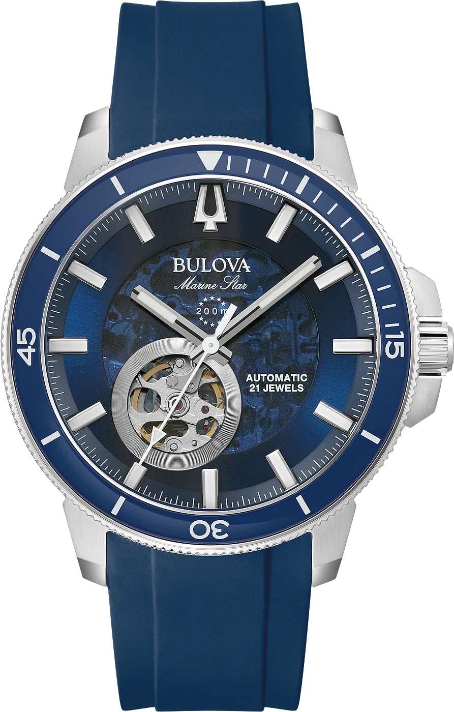 Montre homme avec cadran bleu, bracelet en caoutchouc bleu et boîtier en acier inoxydable argenté