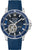 Montre homme avec cadran bleu, bracelet en caoutchouc bleu et boîtier en acier inoxydable argenté