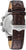 Bulova Herrenuhr mit braunem Lederarmband und Edelstahlboden, sichtbare Befestigungslaschen