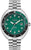 Montre homme avec cadran vert, lunette et bracelet en acier, automatique, affichage de la date