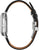 Montre pour homme avec boîtier rond en acier inoxydable argenté et bracelet en cuir noir avec bordure marron