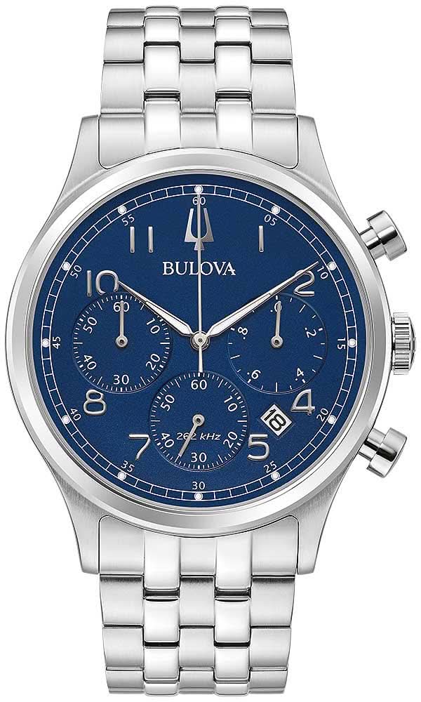 Montre chronographe pour homme avec cadran bleu et bracelet en acier inoxydable