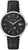 Montre Bulova pour homme avec cadran noir, boîtier argenté et bracelet en cuir noir
