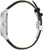 Bracelet de montre pour homme avec boîtier rond en acier inoxydable argenté et bracelet en cuir noir, vue latérale