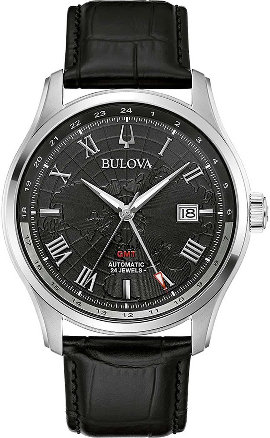 Herrenuhr mit schwarzem Zifferblatt, römischen Indexen und schwarzem Lederband