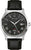 Herrenuhr mit schwarzem Zifferblatt, römischen Indexen und schwarzem Lederband