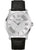 Herrenarmbanduhr Bulova mit silbernem Gehäuse, schwarzem Lederband und Strukturzifferblatt