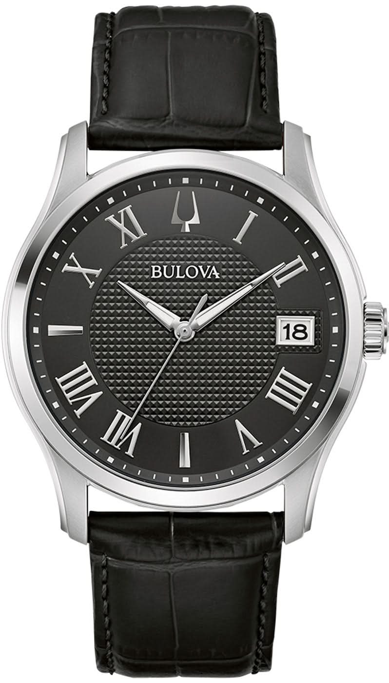 Montre Bulova Classic Wilton 96B390 pour homme • Décor Clous de Paris • Verre bombé