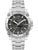 Herrenarmbanduhr Bulova mit silbernem Metallband und schwarzem Zifferblatt