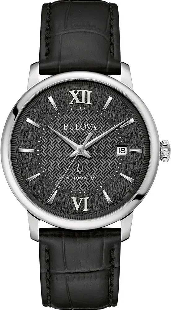Montre homme avec bracelet en cuir noir, boîtier argenté et cadran noir